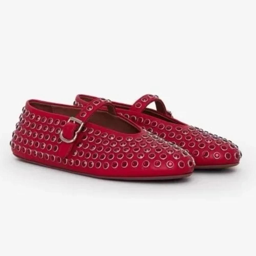 Newest 2024 Designer Shoes Water Diamond Rivet Mary Jane Ballet Shoe Women Flat and Comfortable Ballet Shoes for Women Lolita Shoes