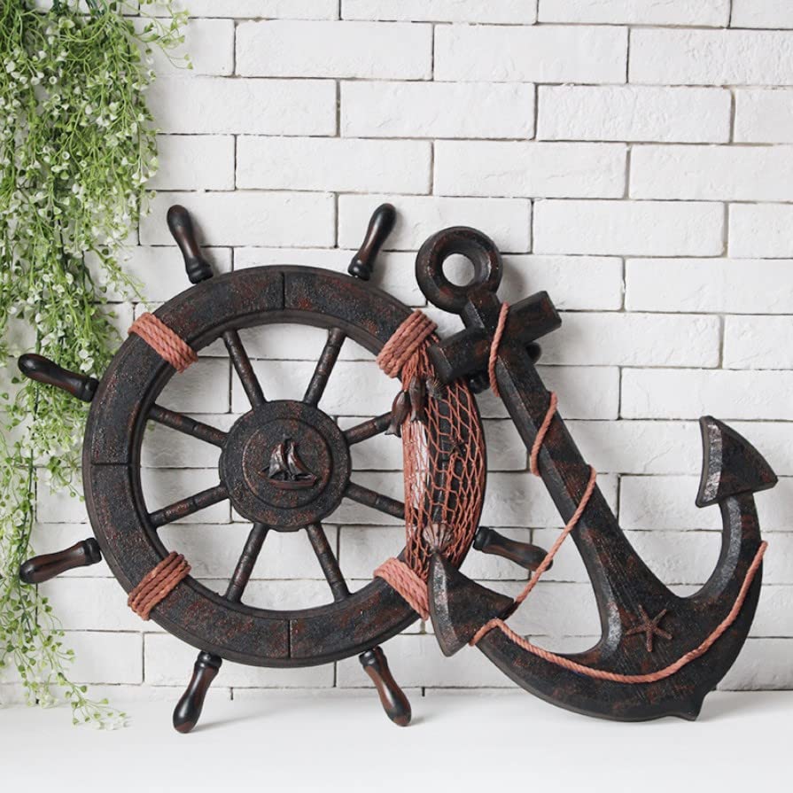 Wooden Rudder Anchor Antique Pirate Interior Stylish Ship Object Retro Boat Barrel Gardening Gardening Goods Store Sign Hawaii Vintage Apparel Anchor