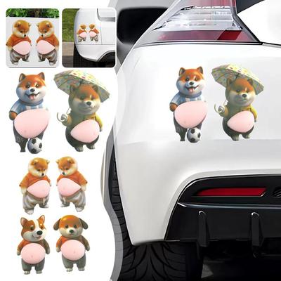 2/6Pcs 3D Shiba Inu Silicone Belly Bumper Stickers - Super Soft Anti-Collision, Car & Home Decor Protective Stickers