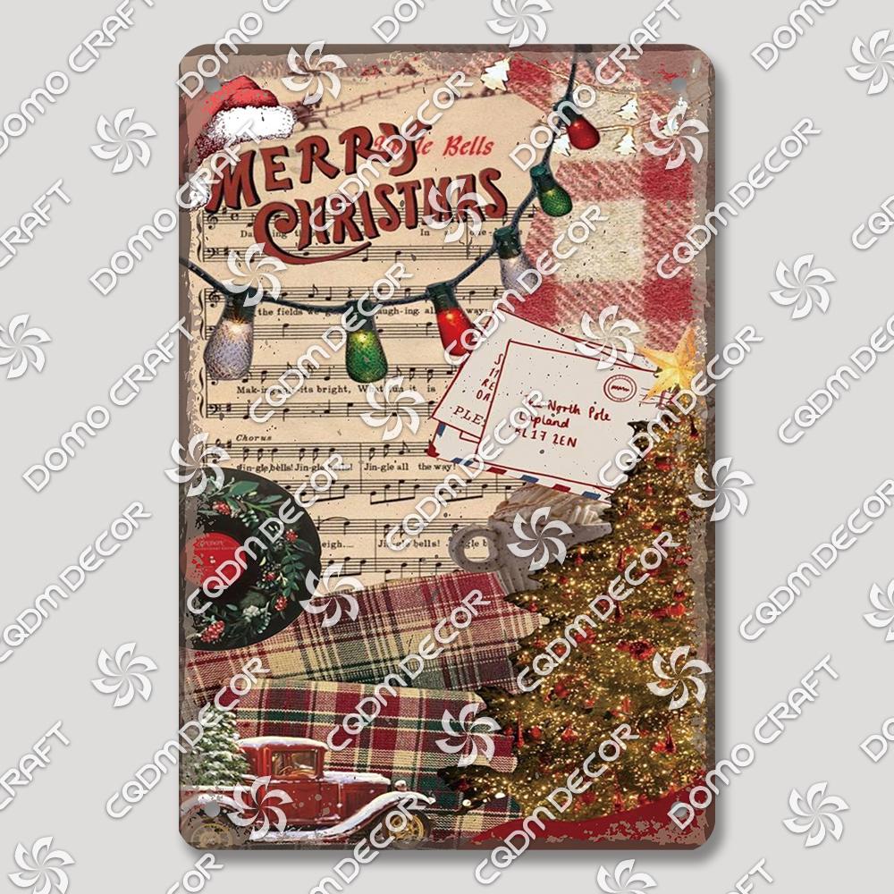 Merry Christmas Hot Cocoa Chocolate Poster Tin Signs Retro Elk Santa Claus Cookies Metal Plate Cafe Kitchen Home Decor Gift