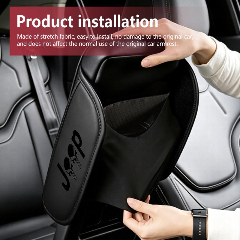 Leather Car Armrest Mat Height Support Pad Storage Accessories For Jeep Grand Cherokee Wrangler JK Renegade Gladiator Compass