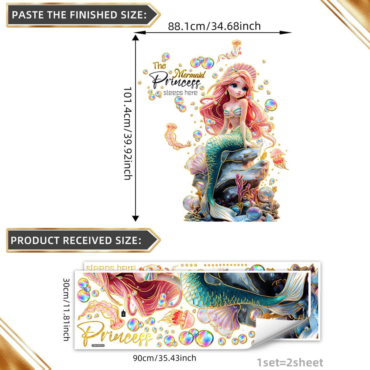 

Tj041 Креативная Милая Русалка Английская Буква Бронзирование Наклейка на Стену Украшение Комнаты Гостиной Фон Самоклеящаяся