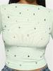 Women's Summer Casual Semi-Sheer Printed Slim-Fit Long-Sleeve T-Shirt