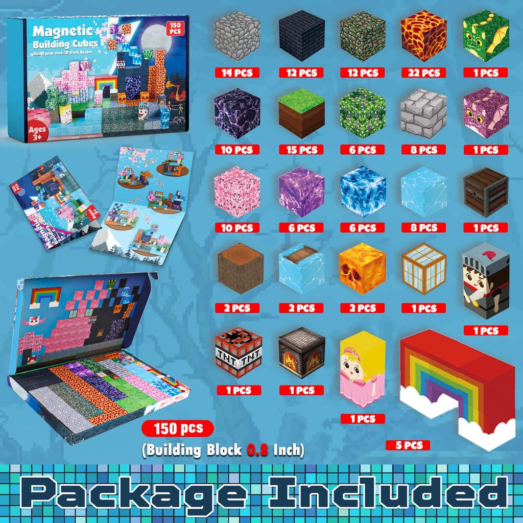 150 Pcs Magnetic Building Blocks, Educational Toys for Kids, Boys and Girls, Birthday Gift, Christmas Gift