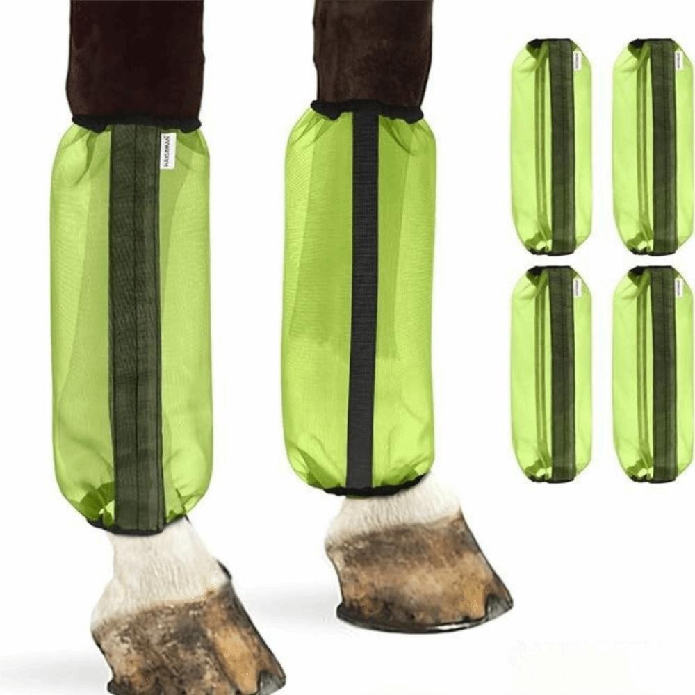 4Pcs Breathable Fly Boots for Horses Ventilated Mesh Fly Leg Wraps Horse Fly Sheets Outdoor Riding