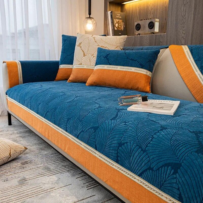 

Чехол для дивана на 1, 2, 3, 4 места, оранжевый жаккардовый чехол с широким краем, защитный чехол для дивана, декоративный чехол для подушки для гостиной 70x70cm 1pcs