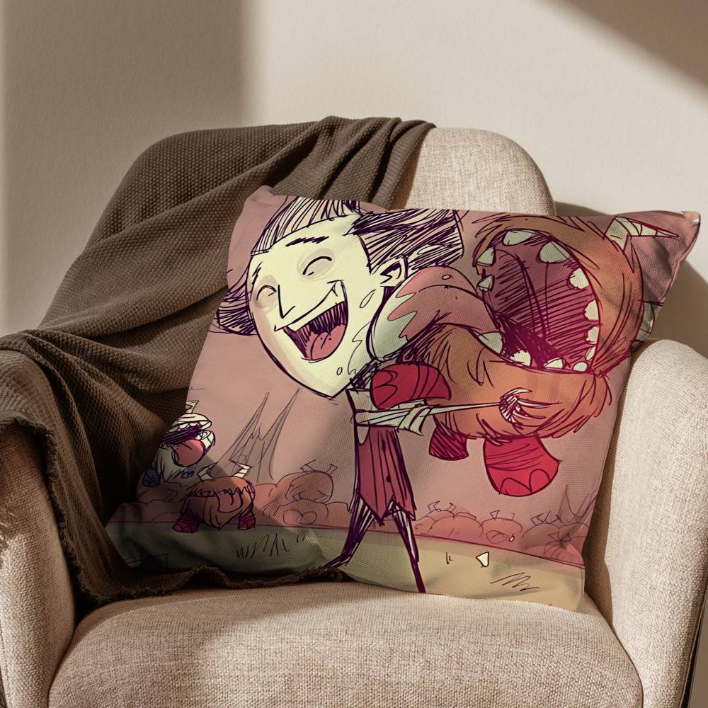 Game HP SAN Dont Starve Pillow Case Square DoubleSided Printing Short Plush Sofa Cushion Cover Bedroom Bedside Pillow