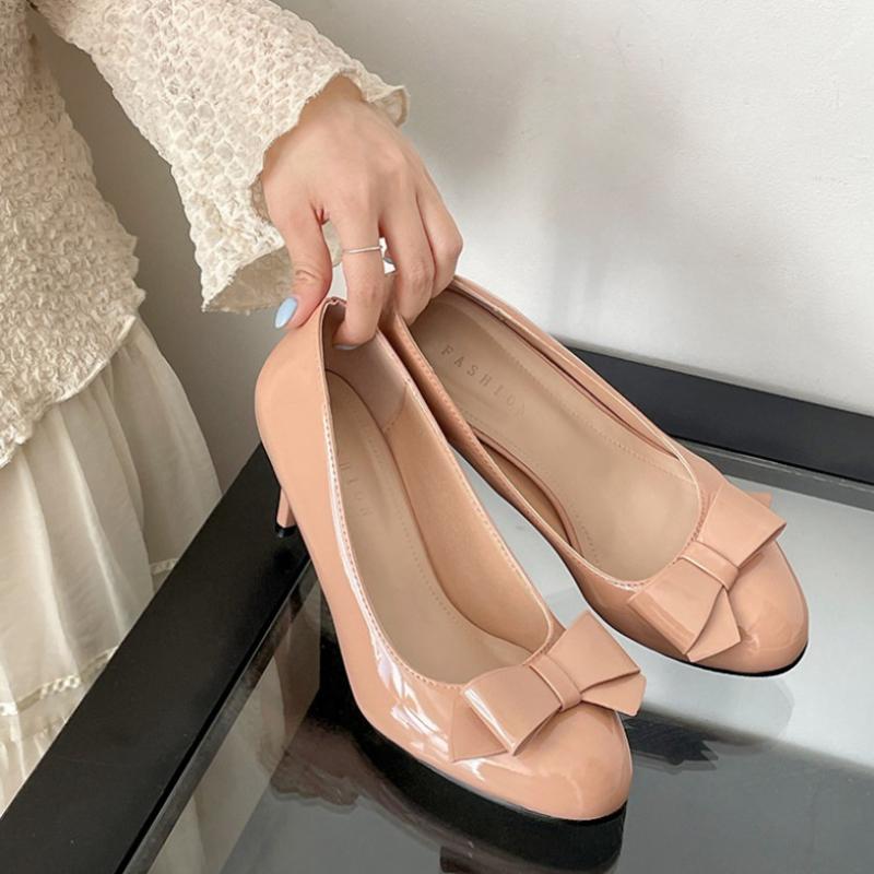 2026 Spring Butterfly-knot Thin High Heel Women Shoes Fashion Wedding Party Slip On Shoes Ladies Elegant Mary Jane Shoes
