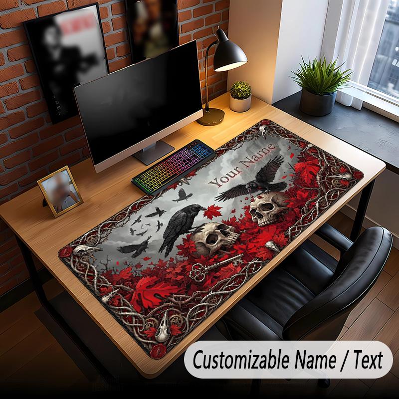 Skull Gothic Theme Custom Mouse Pad Personalized With Name Text Customized Desk Mat For Office Home Decor