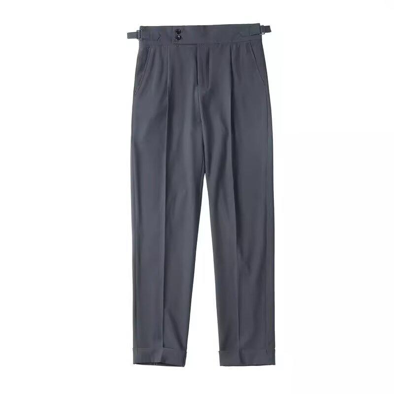 Mode hoher Sinn Neapel lässige Hose Herren bügelfrei Business Italienisch Pariser Schnalle hohe Taille gerade lange Hose