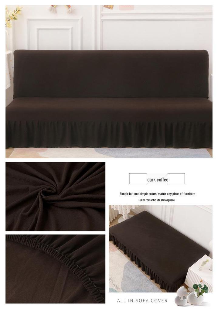 Solid Color Universal Sofa Bed Cover with Skirt - Modern, Simple, Armless Design