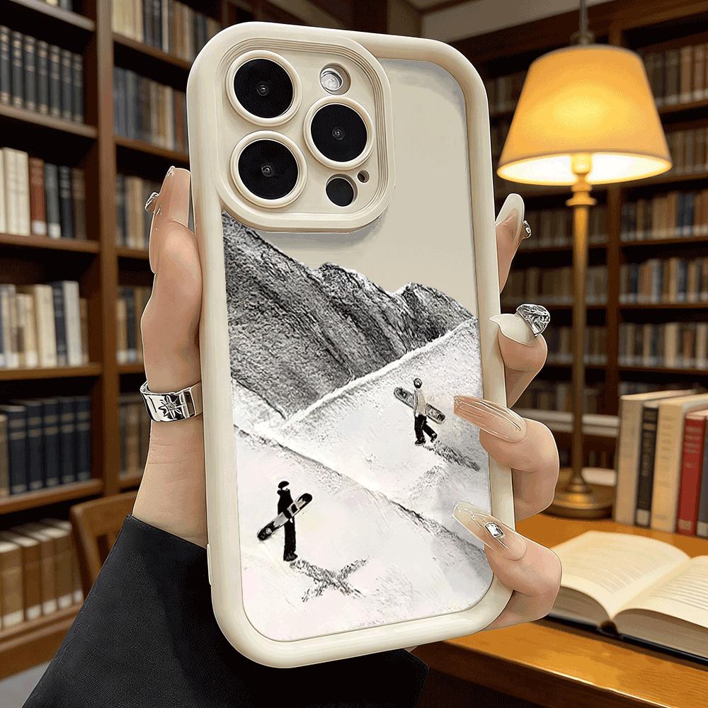 Snowboarders On Mountain Slope Shockproof Phone Case For Xiaomi Redmi Note 15 14 13 12 11 10 9 8 Pro Anti-Slip Anti-Fall Cover