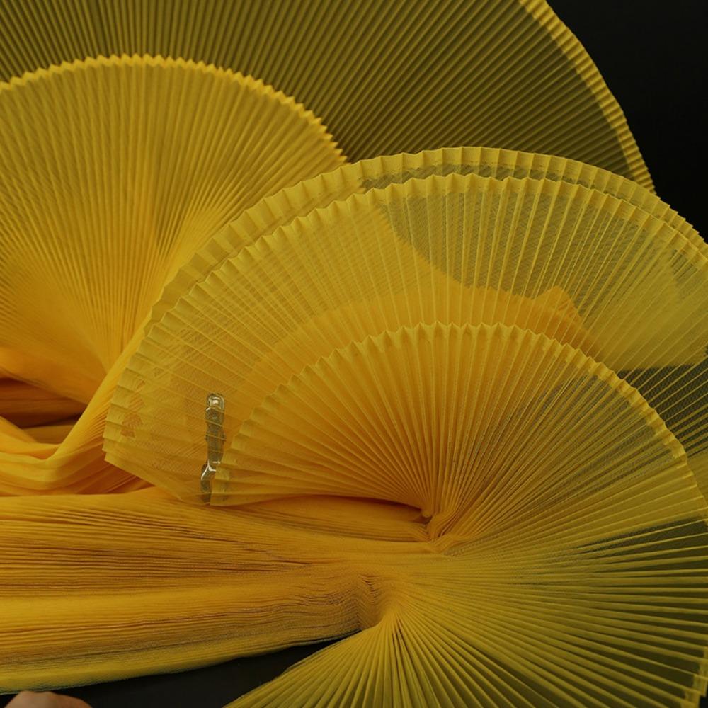 1 jard/150 cm Gładka Tkanina Akordeonowa Plisowana Ręcznie Wykonana Sztywna Siatka Materiał na DIY Projektanta Tkaniny Odzieżowe