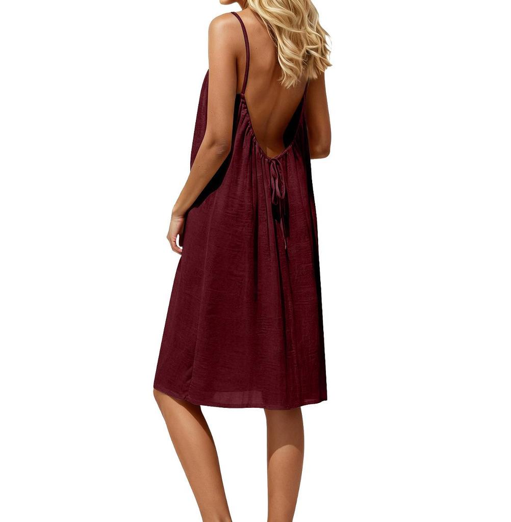 Europäisches & Amerikanisches Damen Strand Resort Spaghettiträger Kleid - Sexy Kurzer Rock Bikini Cover-up Stil