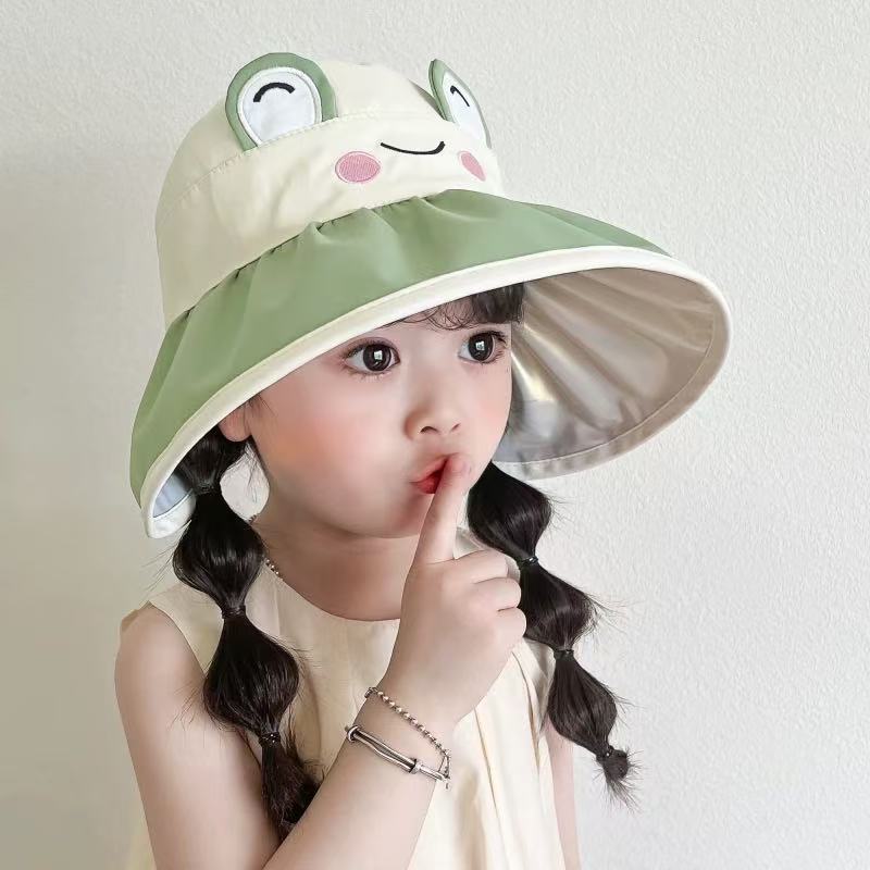Children's Fisherman Sun Hat Summer Boys and Girls Outdoor UV Protection Large Brim Hollow Top Hat Baby Sun Protection Sun Hat