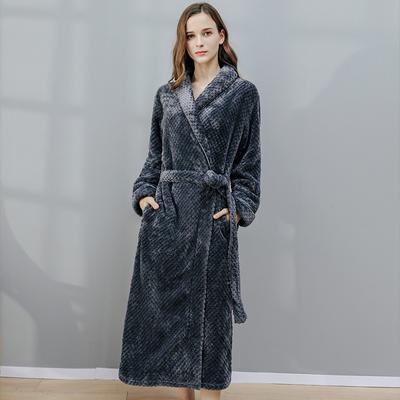 Vrouwen Dikker Warm Flanel Gewaad Winter Lange Mouw Pluche Badjas Sexy Effen Kleur Nachtjapon Lounge Nachtkleding Baden Homewear