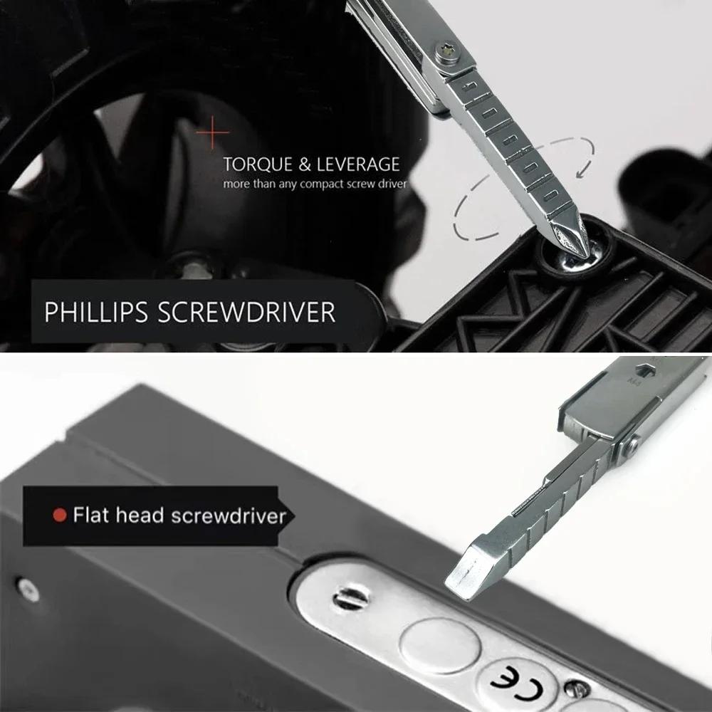 Portable Mini Stainless Steel Screwdriver Wrench Bottle Opener Combination Tool Set Outdoor Emergency EDC Repair Multitool