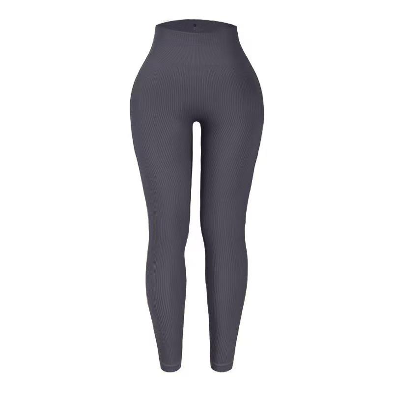 Damemote Ribbete Yogabukser Høy midje Fitness Leggings Joggebukse