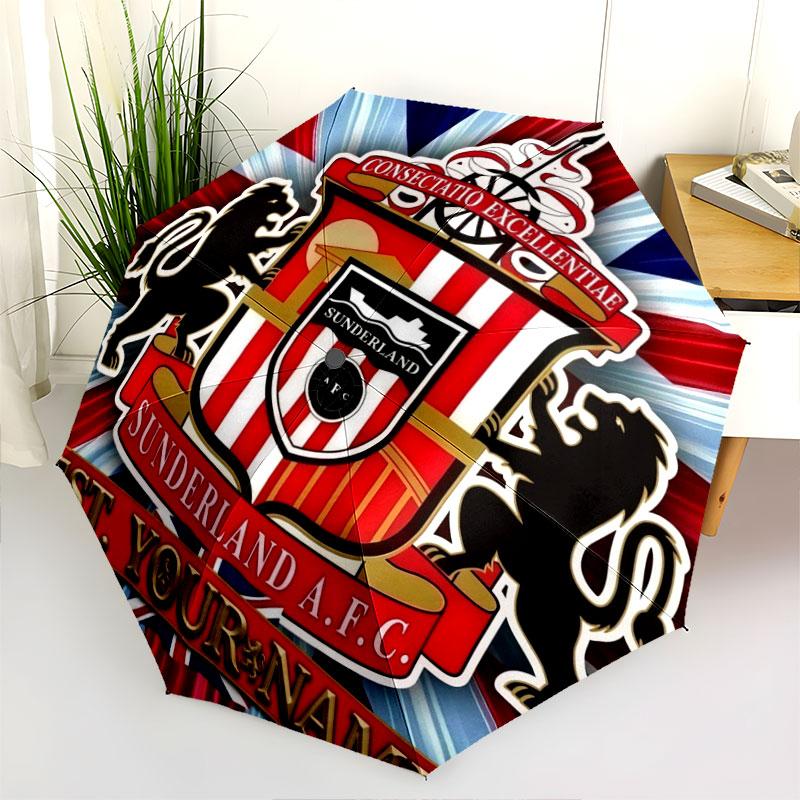 1 PC Automatic Folding Umbrella - Sunderland A.F Custom Name Pattern, Portable & Foldable Design with 8 Ribs, Christmas Birthday Gifts