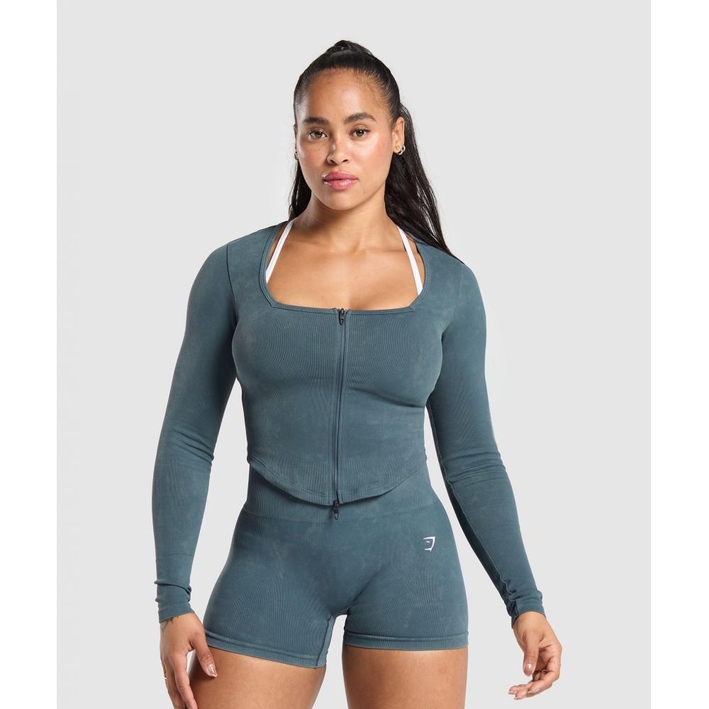 

GYMSHARK получает бесшовную молнию титанового синего цвета B9A1W UCMQ