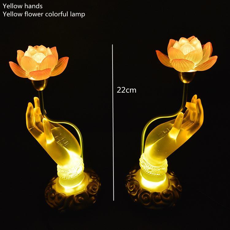 Colorful Lotus Discolores Crystal Lamp Plug In Payment Glazed Bergamot LED Buddha Lamp Household Prayer Lamp Buddhist Utensils