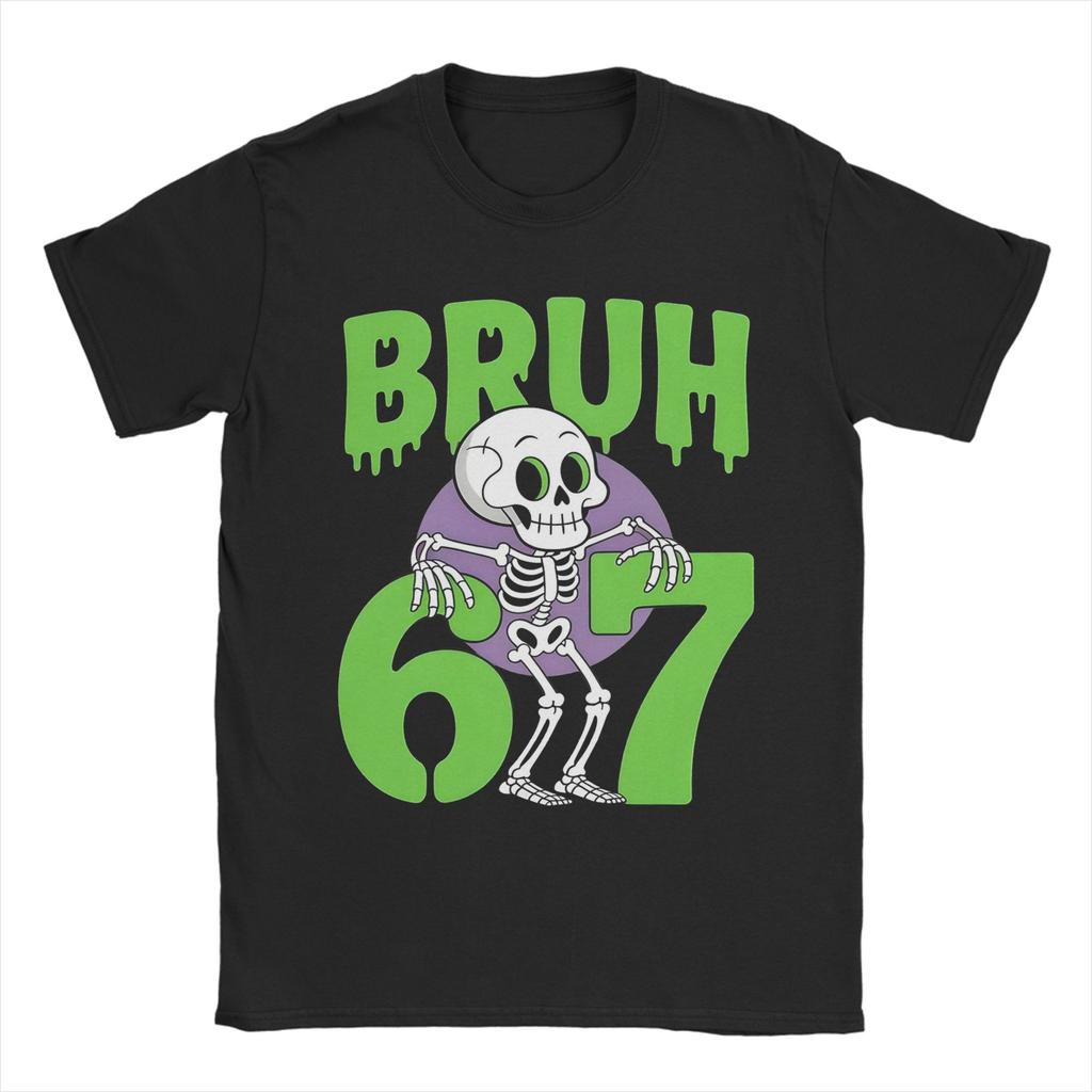 Unisex Women TShirt Bruh Brainrot Meme Casual Cotton Tees Short Sleeve Six Seven T Shirts Crewneck Clothes Graphic