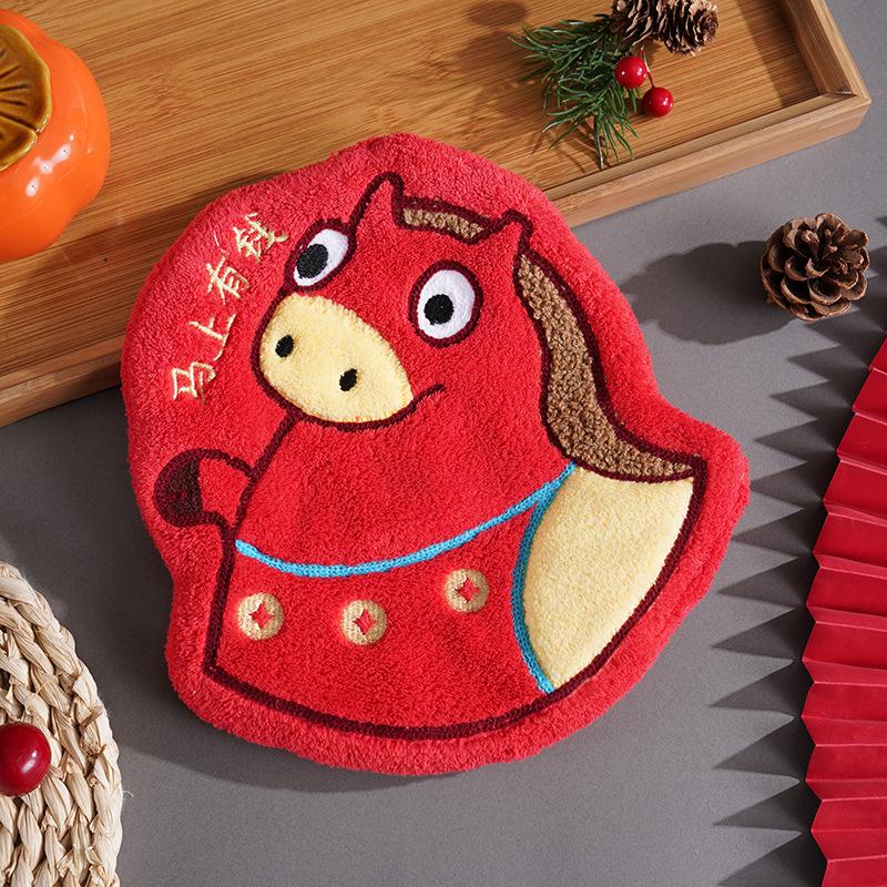 Cute Hanging Horse Hand Towel Absorbent Kitchen Bathroom Towel Soft Thick Kids Cartoon Washcloth