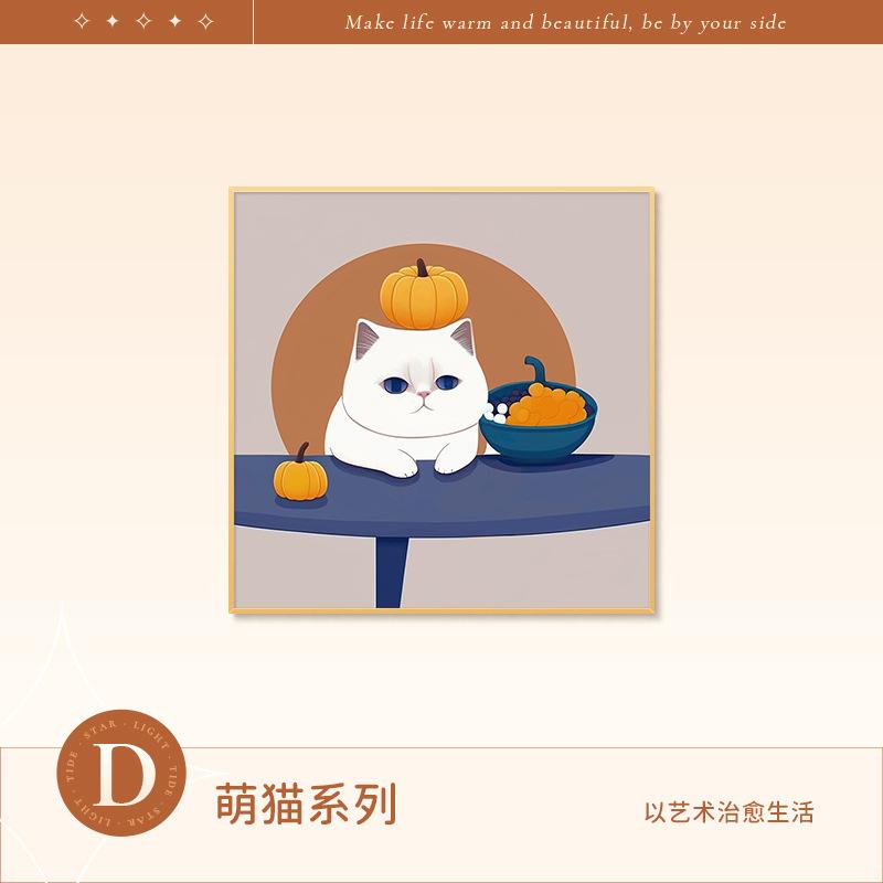 

Световая живопись кошка кошка гостиная декоративная картина светящаяся картина милый вход в ресторан исцеляющая маятниковая живопись 20*20cm