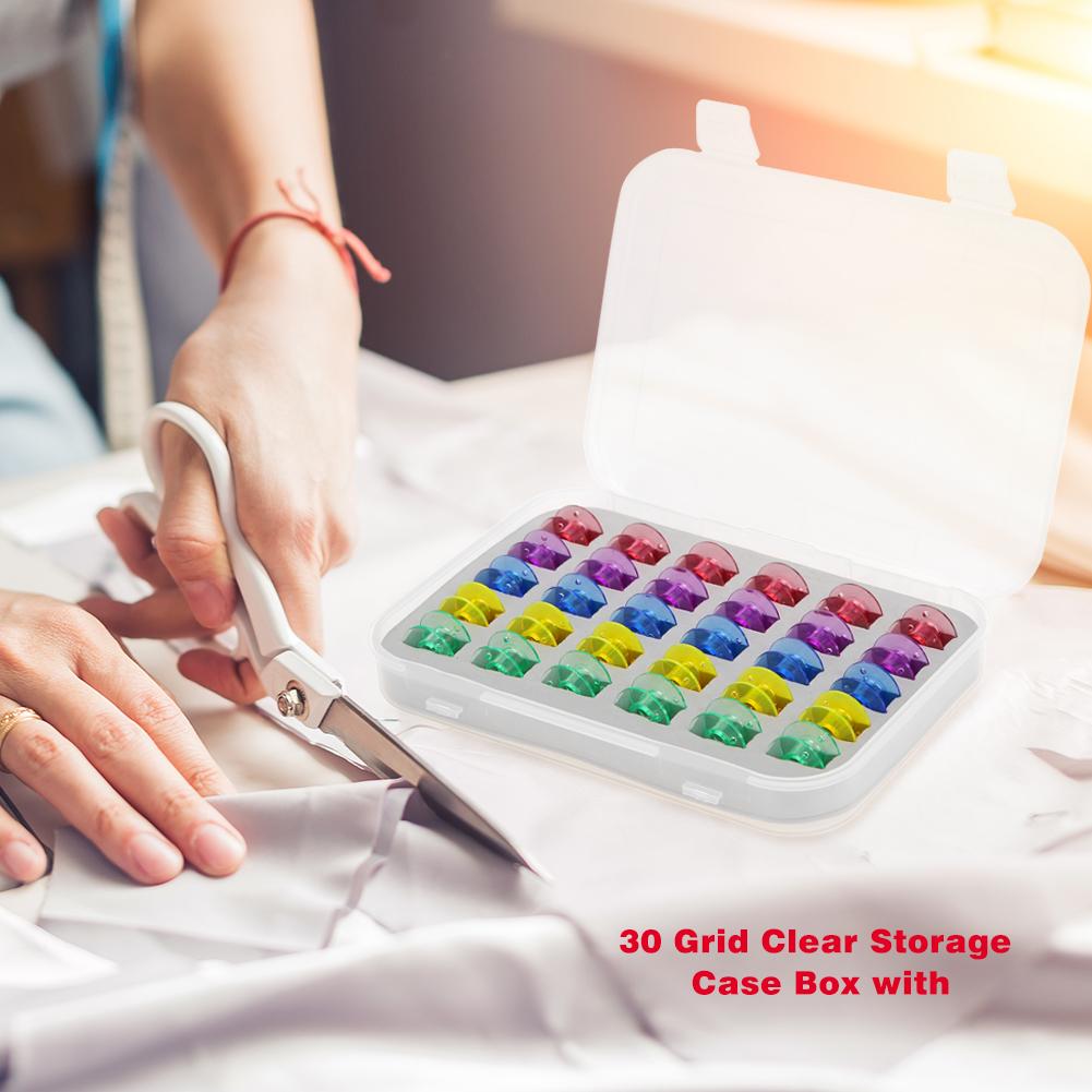 30pcs Empty Bobbins Spools Plastic Case Storage Box for Household Sewing Machine