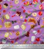 Soimoi Japan Crepe Satin Fabric Fruits,Bread & Donut Food Decor Fabric Printed metre 42 Inch