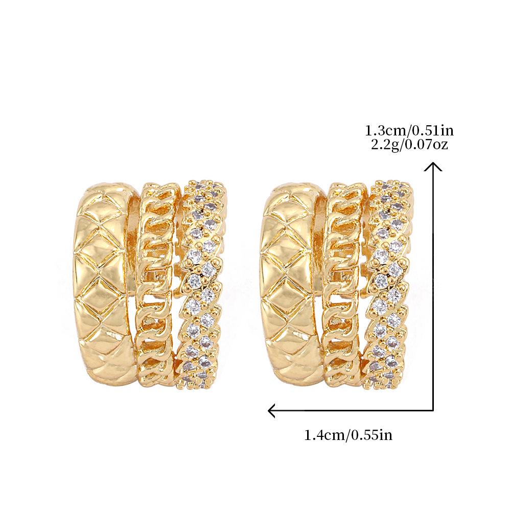 GEMCHIC Women s Three-Layer Geometric C-Shape Ear Cuff Clip-On Earrings Gold Plated Fashion Jewelry