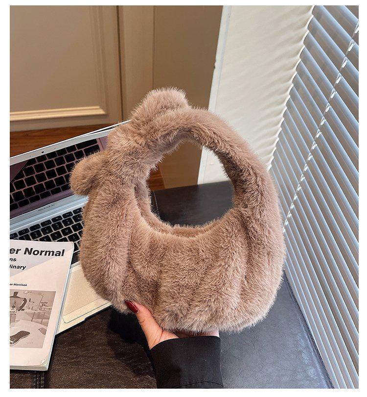 

Осінньо-зимова ретро плюшева сумочка: Жіноча легка, висококласна, універсальна повсякденна сумка-тоут One Size кавовий