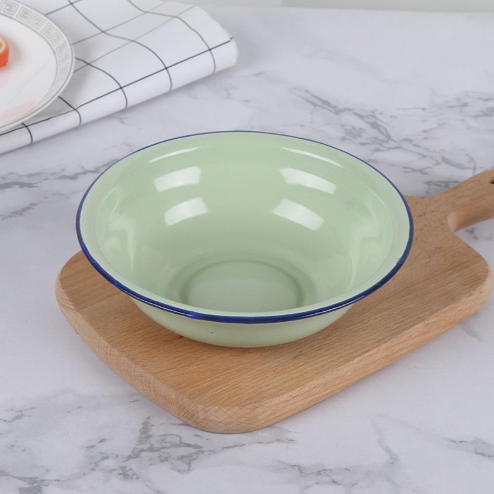 

Enamel Salad Mixing Bowl Green/Yellow Soup Basin Nostalgia Soup Bowl Home 18cm зелений