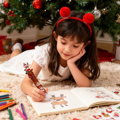 Weihnachts-Kugelschreiber 10-in-1 Einziehbar Niedliche Weihnachtsmann Schneemann Stifte Festliches Schreibgerät für Kinder Schulsachen Schüler
