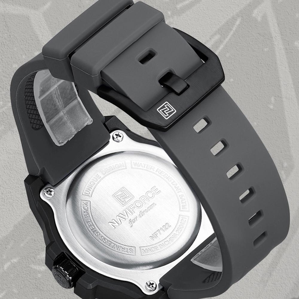 Naviforce Original Fashion Quartz Men Watch Silicone Strap Waterproof 50m Calendar Luminous Pointer Men Boys Casual Lightweight Watch NF7122