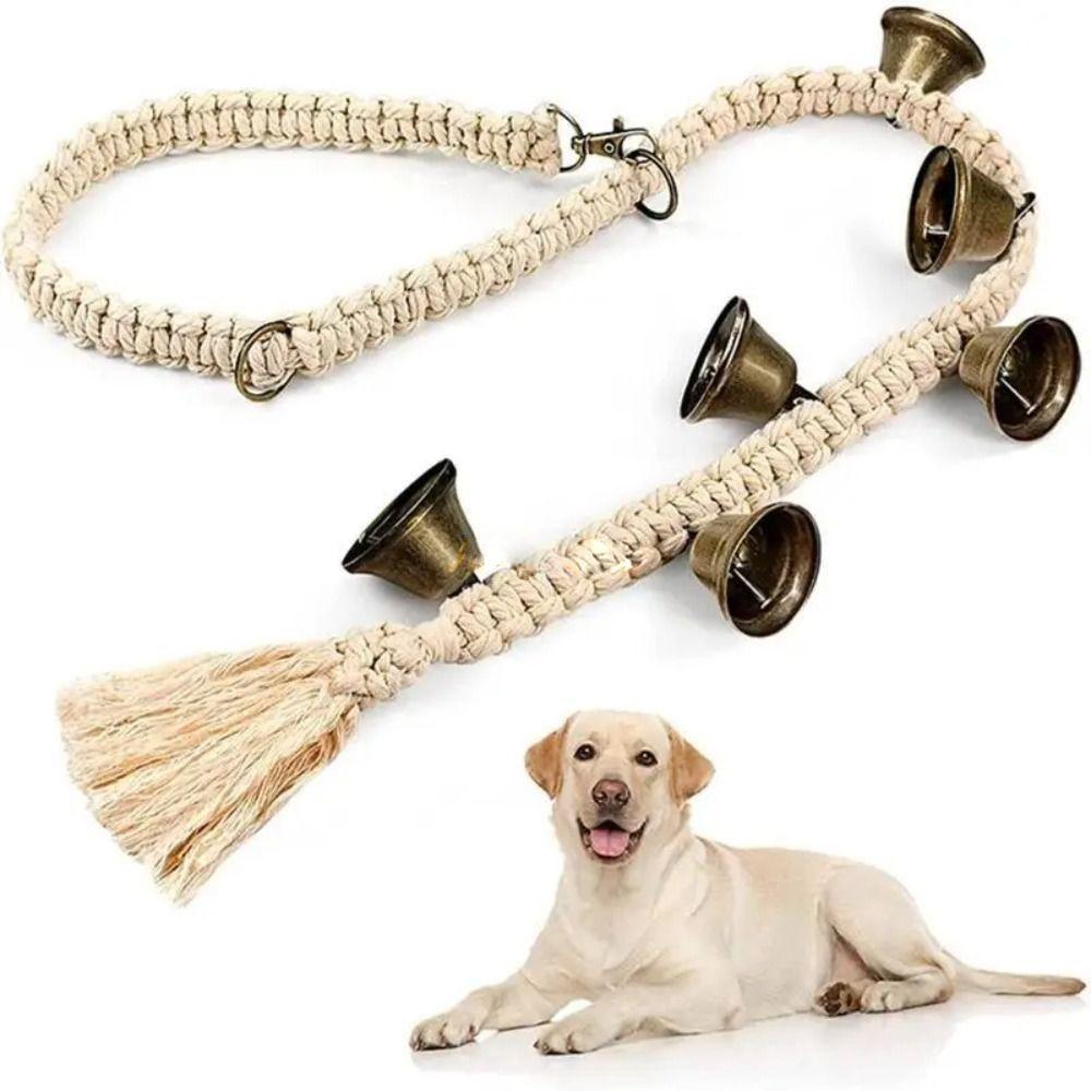 Woven Dog Training Bell Cotton Rope Pet Doorbell Door Chime Dog Bell for Potty Training