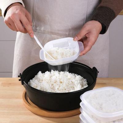 6Pcs Multipurpose Double Layer Food Storage Containers White Clear Rice Crisper BPA-Free Stackable Rices Freshing Box Meal Prep