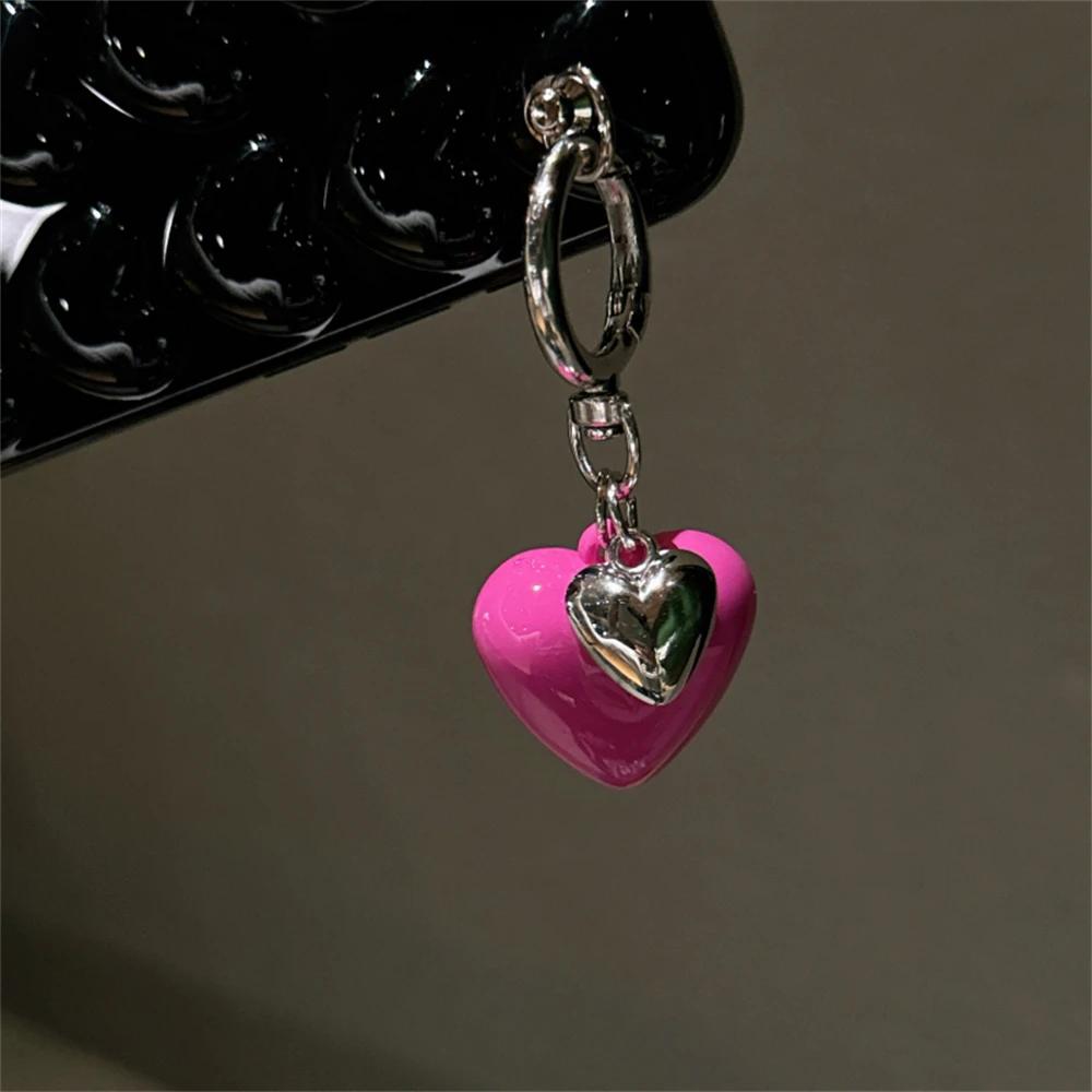 Ins Cute Love Heart Pendant Phone Charm Strap for Iphone Samsung Accessrioes Bag Keyring Woman Chain Hanging Rope Cord Lanyard