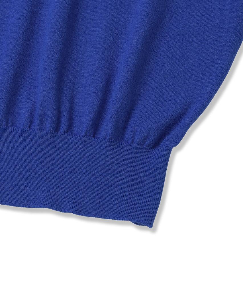 KNITTED (W) Basic Essential Washable Collared Knit Cobalt Blue