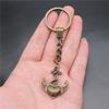 Punk Airplane Gear Steampunk Themed Antique Bronze Metal Keychain with 30mm Ring for Boys Bag Charm