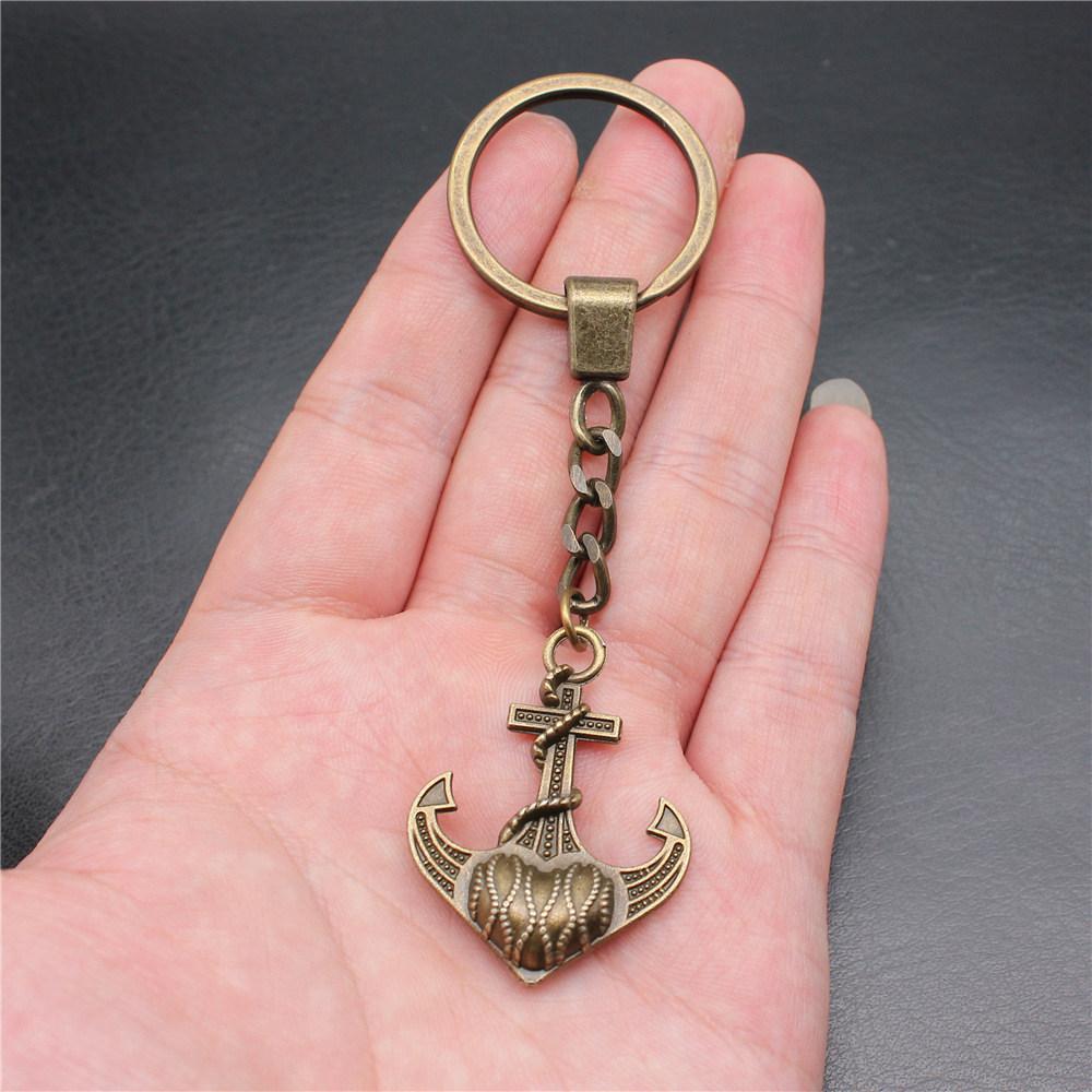 Punk Airplane Gear Steampunk Themed Antique Bronze Metal Keychain with 30mm Ring for Boys Bag Charm
