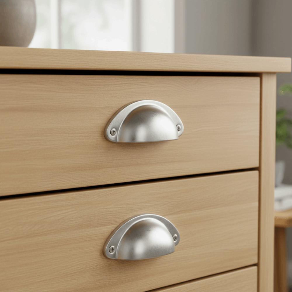 10pcs Metal Drawer Cabinet Pull Handle Antique Shell Shape Silver&Black Furniture Knob Cabinet Cup Pulls Kitchen Cabinet