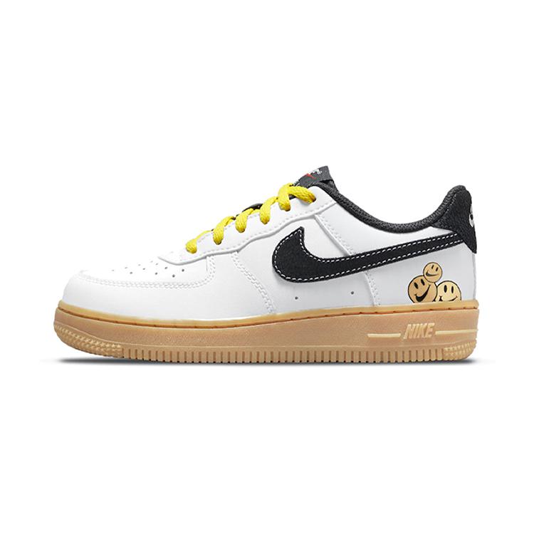 New Nike Air Force 1 Low Top Skateboard Shoes White Black Children Aged 3 7 Years Old DO5856-100