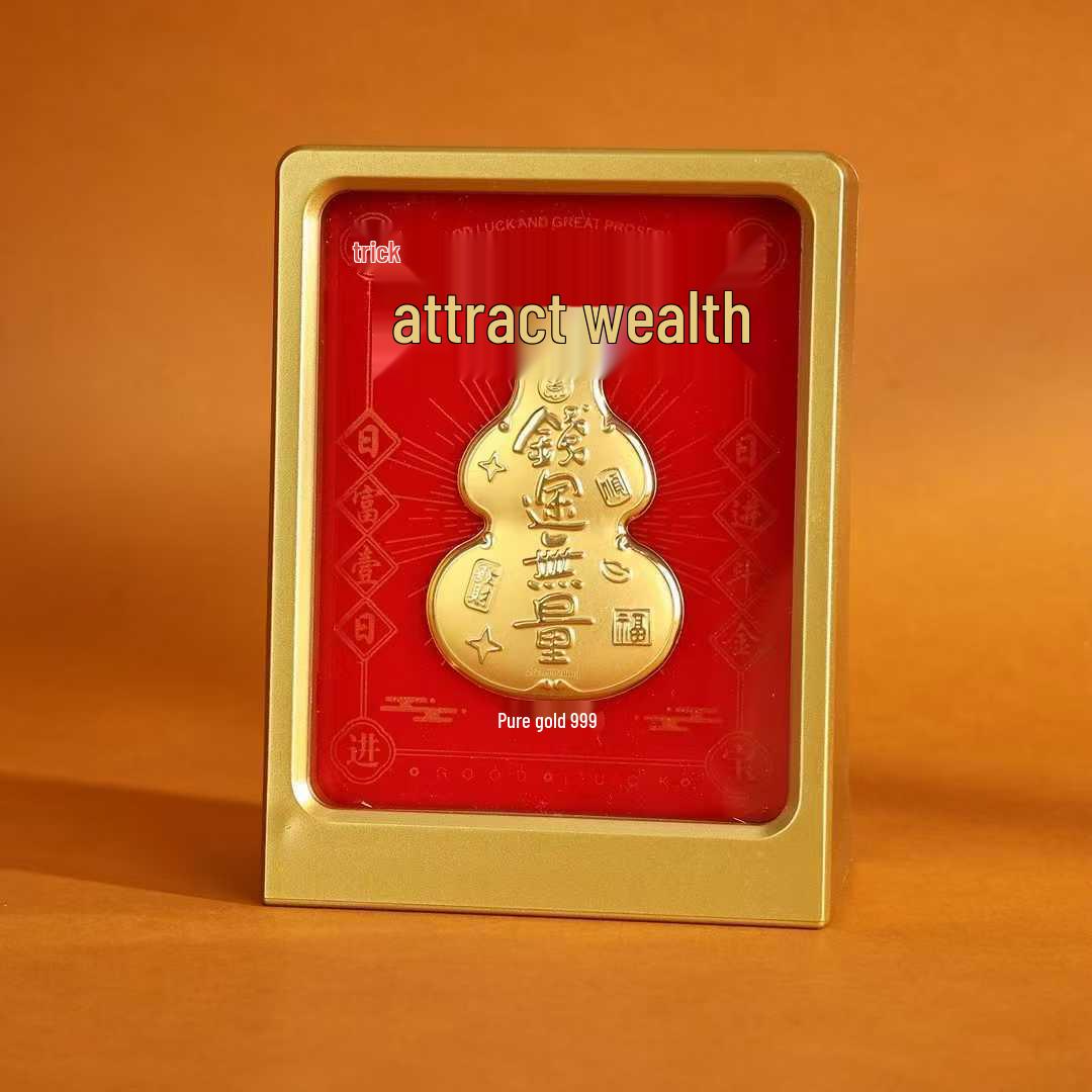 999 Pure Gold Waking Lion Ornament: Desktop Photo Frame for Wealth & Prosperity