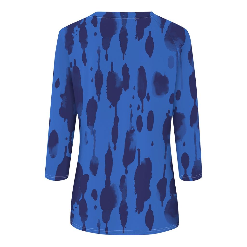 Women's V Neck 3/4 Sleeve Tops Casual T Shirts Basic Summer Tees Loose Pullover Top