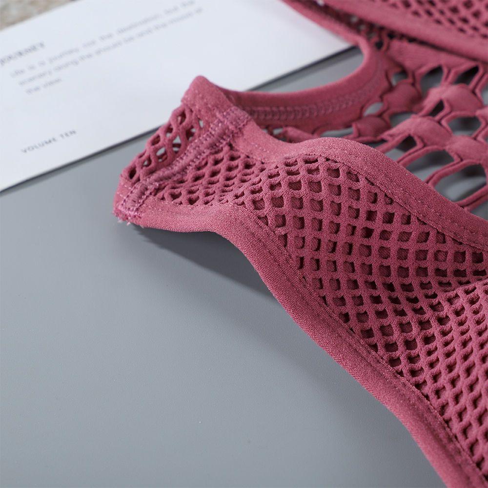 Sutien activ respirabil pentru femei Sutien sport din plasă sexy Top sport Push Up Sală de gimnastică Lenjerie de corp pentru femei Sutien de yoga pentru alergare fără sudură