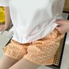 Schlafshorts mit hoher Taille und elastischem Bund, weite Beintaschen, weicher Karomuster, lockere Passform, Pyjama-Shorts, Homewear