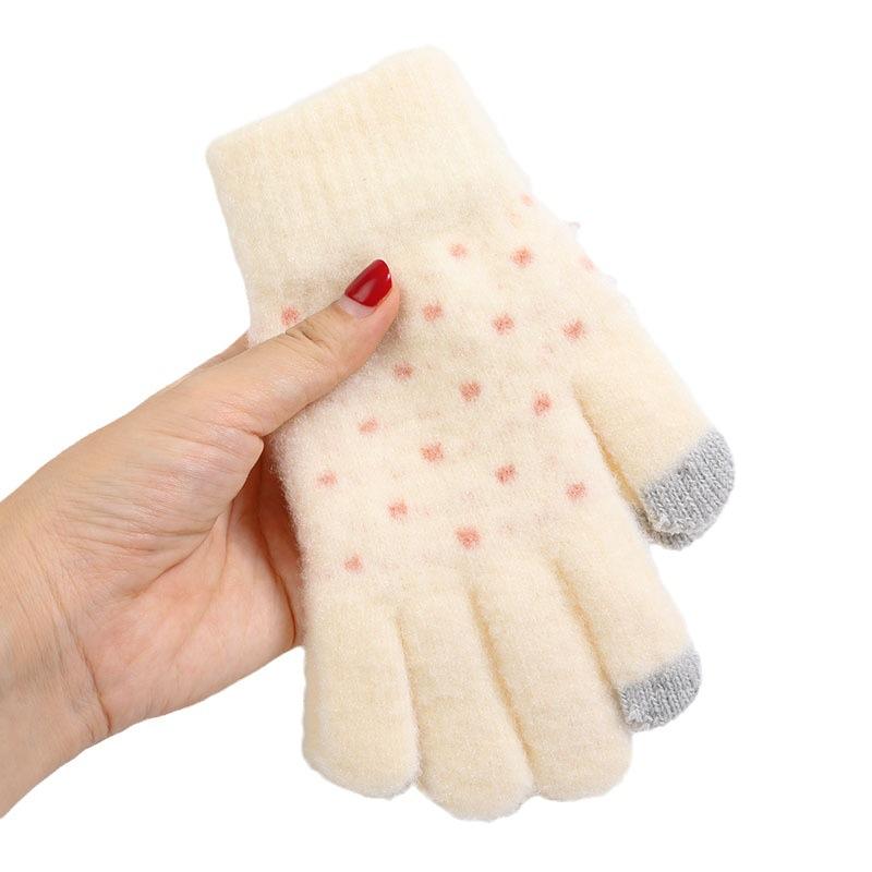 Adorable Knitted Wool Gloves with Touchscreen Functionality Warm Fleece-lined Cycling Gloves