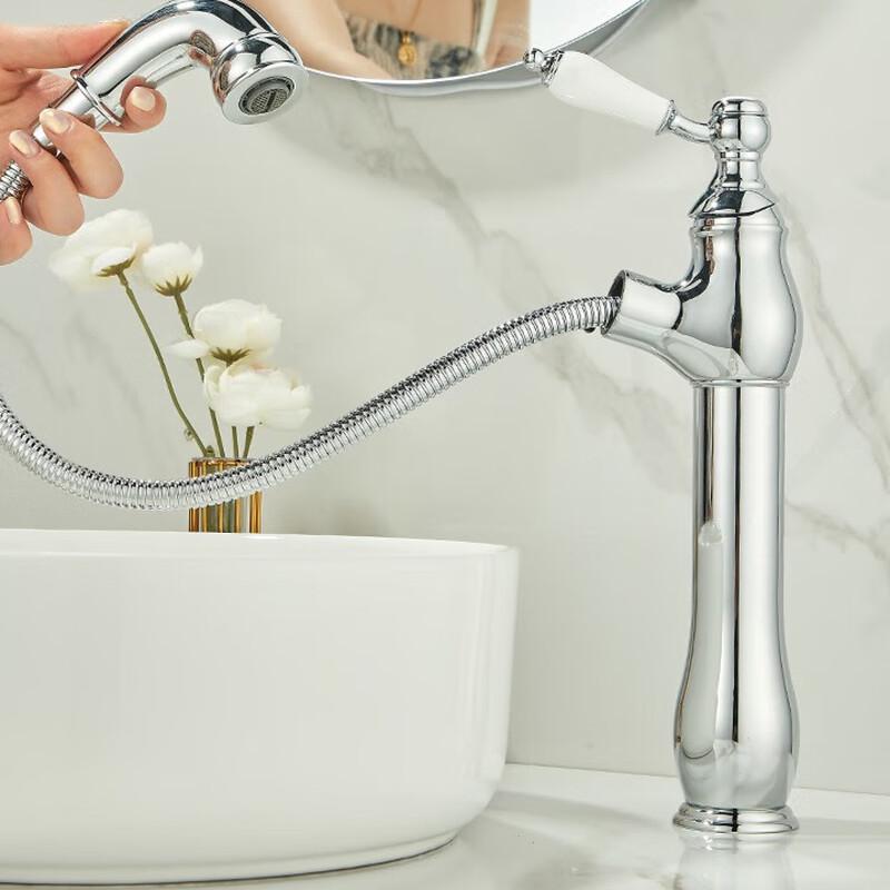 MDNG French Retro Copper Basin Pull-Out Faucet