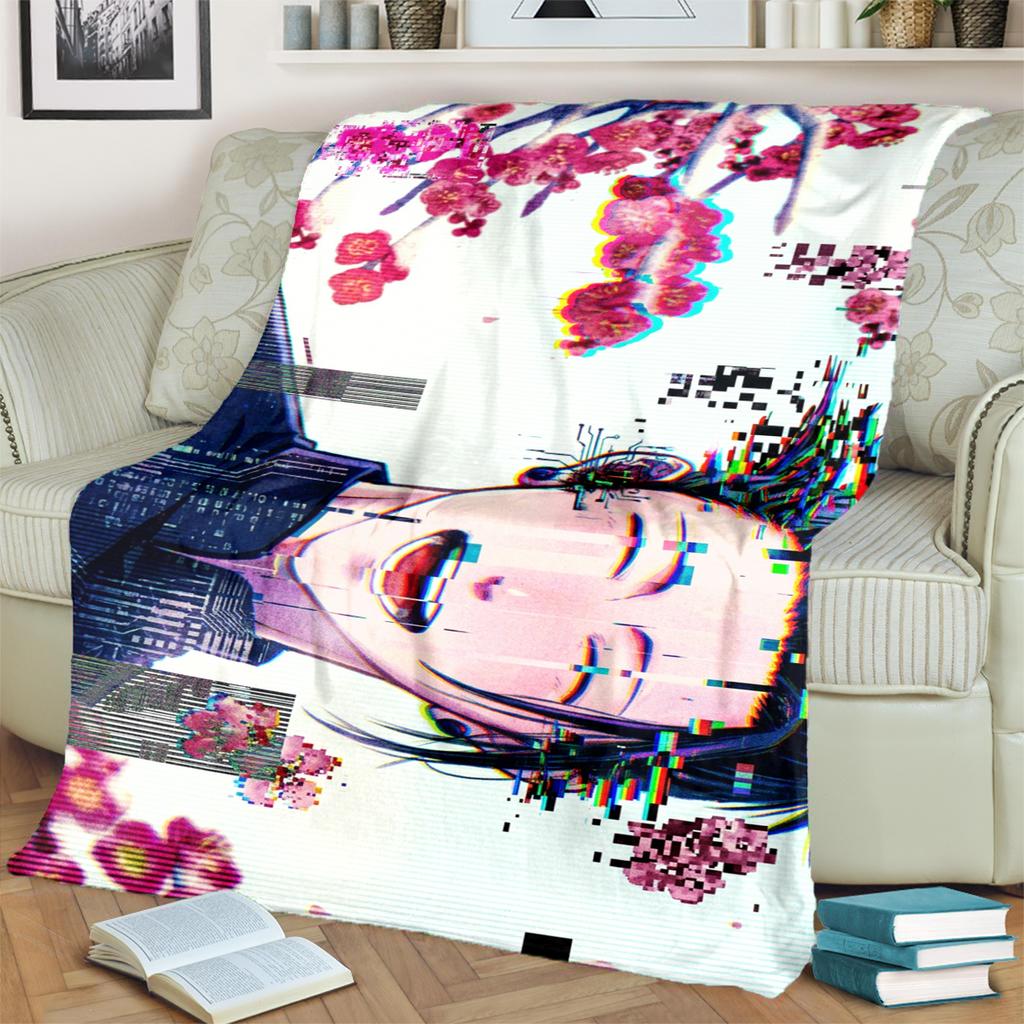 Flannel Blanket Warm Jujutsu Kaisen Print for Bedrooms, Sofas, Beds, Chairs, Picnics, Travel